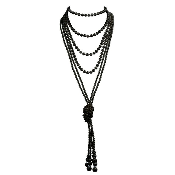 CILENON 1920S Pearls Necklace Fashion Faux Pearls Gatsby Accessories Vintage Costume Jewelry Cream Long Necklace For Women (Black,One Size)