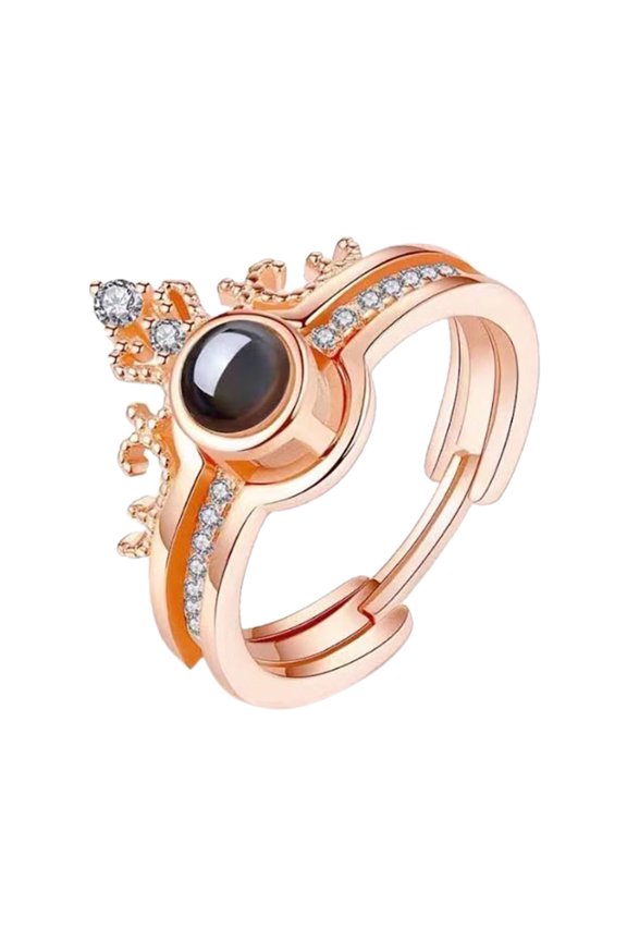 2 In 1 I Love You Ring 100 Languages Custom Name Projection Ring In Rose Gold Crown Shaped Personalized For Women Mother Lover One Size