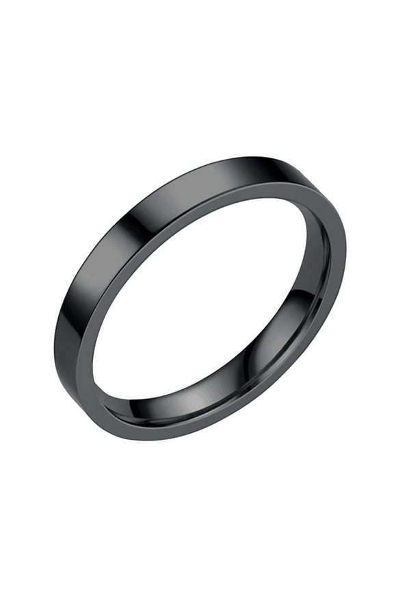 3Mm Stainless Steel Solid Rings Wedding Band Rings For Women Rings For Men Smooth Rings Geometry Rings Size 6 13 (Black,6)