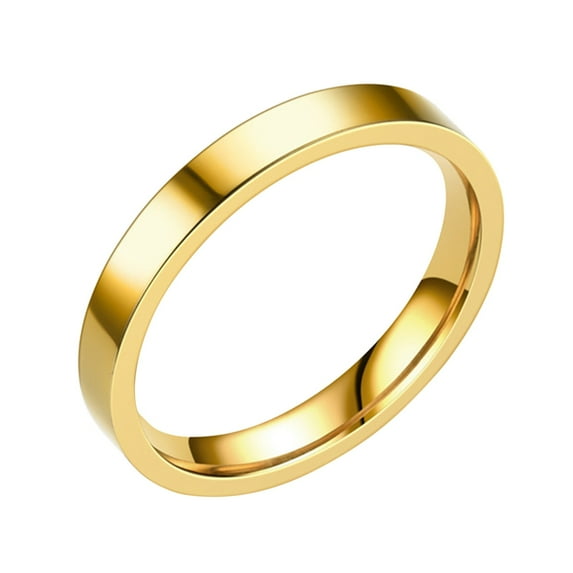 CILENON 3Mm Stainless Steel Solid Rings Wedding Band Rings For Women Rings For Men Smooth Rings Geometry Rings Size 6 13 (Gold,9)