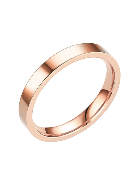 3Mm Stainless Steel Solid Rings Wedding Band Rings For Women Rings For Men Smooth Rings Geometry Rings Size 6 13 (Rose Gold,11)
