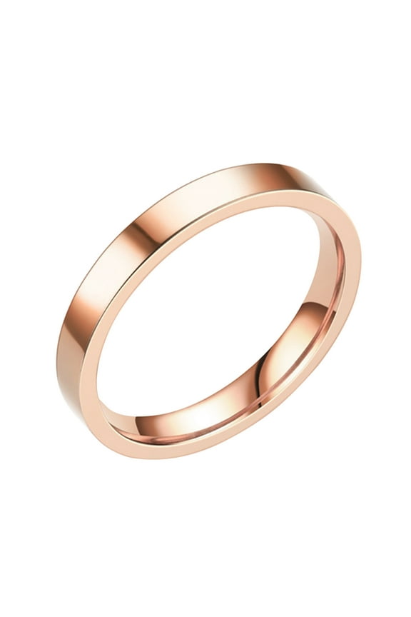 3Mm Stainless Steel Solid Rings Wedding Band Rings For Women Rings For Men Smooth Rings Geometry Rings Size 6 13 (Rose Gold,12)