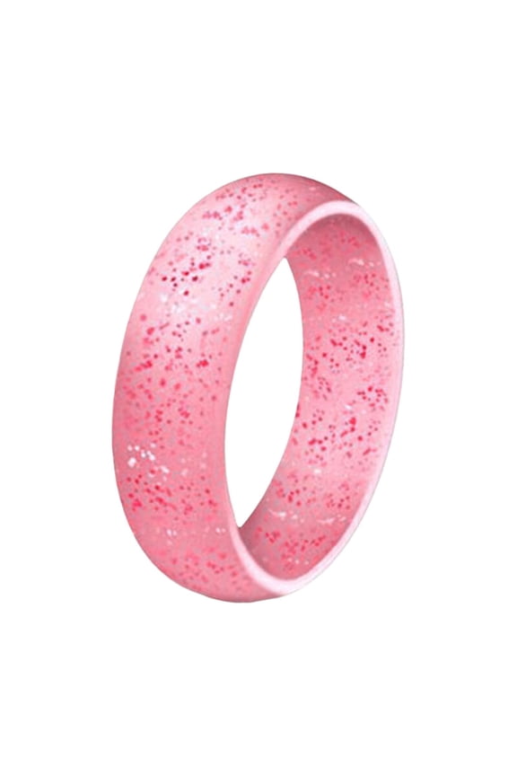 5.7Mm Silicone Ring European And American Women'S Jewelry Couple Ring Matchmaking Accessories Sports Glitter Ring Ring (Pink,F)