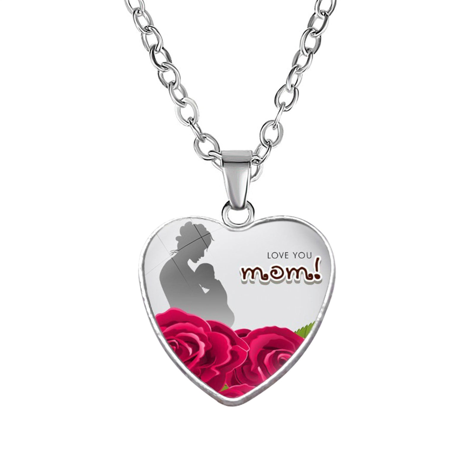 CILENON Accessories With Mom Engraved Pendant Mother Heart Necklace
