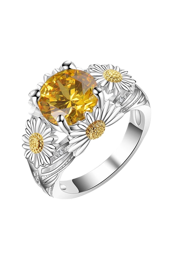 Copper Rings Simple Rings Sunflower Rings Are Suitable For Various Occasions (E,One Size)