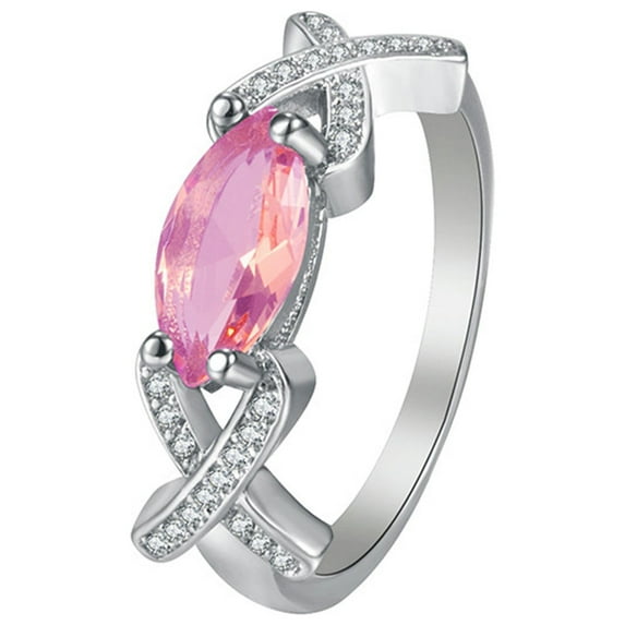 CILENON Anillos Para Mujer Ladies Fashion Rings Inlaid Zircon Personalized Fashion Combinations Crystal Horse Eye Diamond Rings Wedding Ring Rose Gold Rings for Women Gold Ring(Hot Pink,9)