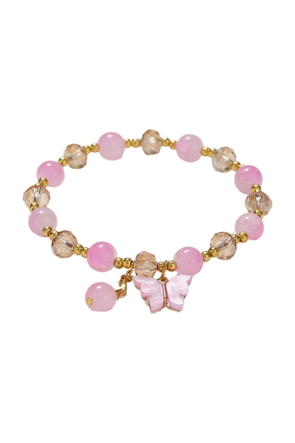 Blessing Good Luck Jade Crystal Lucky Bracelets For Women Chinese Style Good Lucky Key Jade Dainty Beads Bracelets Christmas Ideas For Women Men(Pink,One Size)