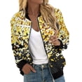 thumbnail image 1 of CILENON Bomber Jacket Women Autumn Fashion Leisure Square Thin Pocket Jacket Blouse Coat Baseball Top (Yellow,XL), 1 of 5