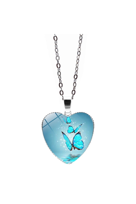 Butterfly Heart Shaped Necklace Women'S Necklace Pendant Heart Design Gift Best (C,One Size)