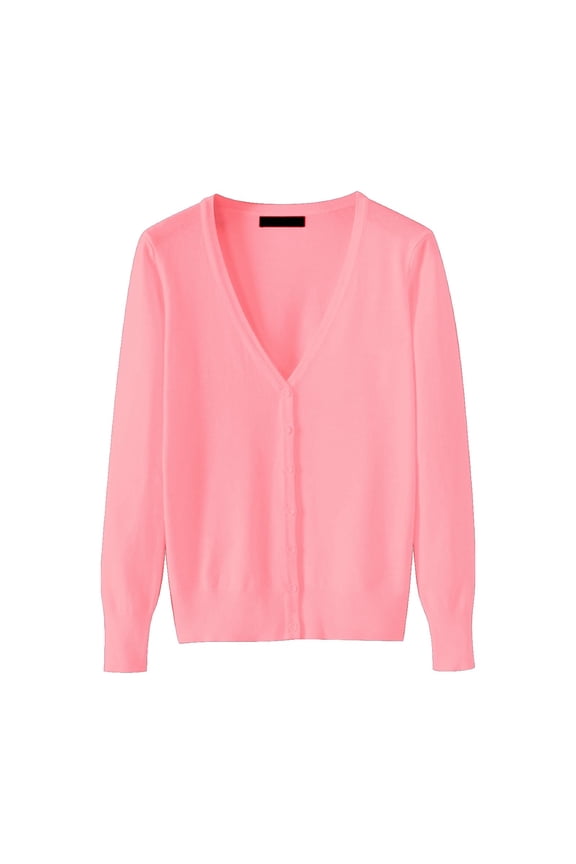 Cardigan Women Women's Lightweight V Neck Cardigan Sweater (Available In Plus Size) (Watermelon Red,M)