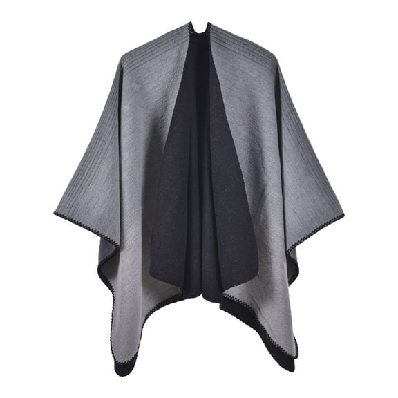CILENON Cardigans for Women Women's Travel Plaid Shawl Wraps Open Front Poncho Cape Warm Oversized Sweaters Casual Cardigan Shawls for Fall Winter (Gray,One Size)