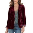 thumbnail image 1 of CILENON Chaquetas De Mujer Elegantes Women's Golden Velvet Solid Colour Fashion Casual Top Jacket (Red,S), 1 of 5