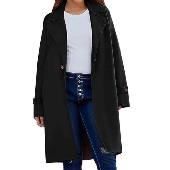 CILENON Chaquetas De Mujer Elegantes Women's Long Sleeve Lapel Coatigan Winter Knit Sweater Jacket Coats (Black,S)