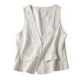 thumbnail image 1 of CILENON Chaquetas De Mujer Elegantes Womens Vest Casual Sleeveless Cardigans Jacket Loose and Thin V Neck Casual Vest Top (White,XXL), 1 of 9