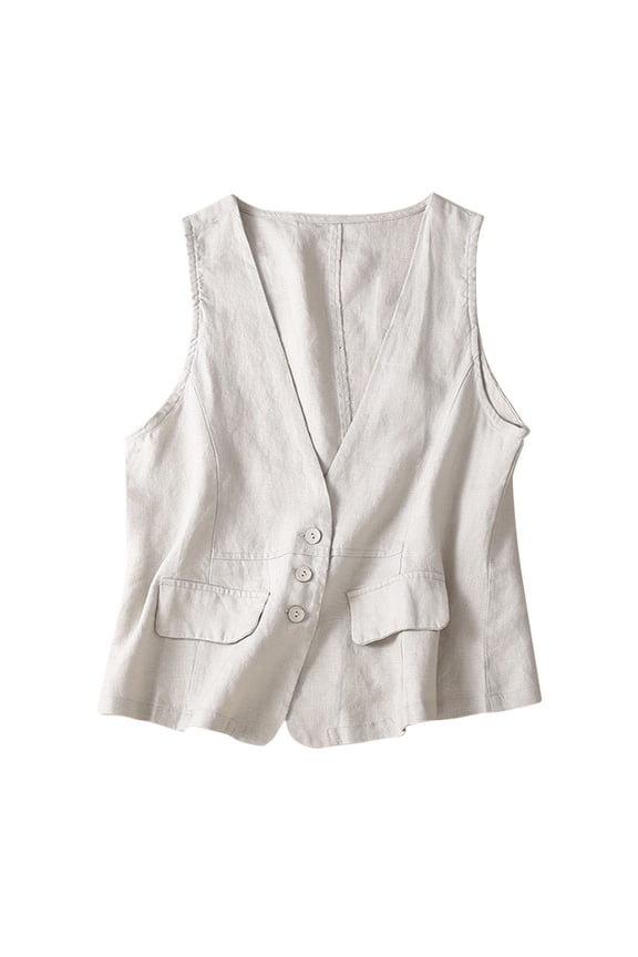Chaquetas De Mujer Elegantes Womens Vest Casual Sleeveless Cardigans Jacket Loose and Thin V Neck Casual Vest Top (White,XXL)