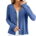 thumbnail image 1 of CILENON Chaquetas De Mujer Women's Long Sleeve Ice Silk Knit With Skirt V Neck Cardigan (Blue,XL), 1 of 9