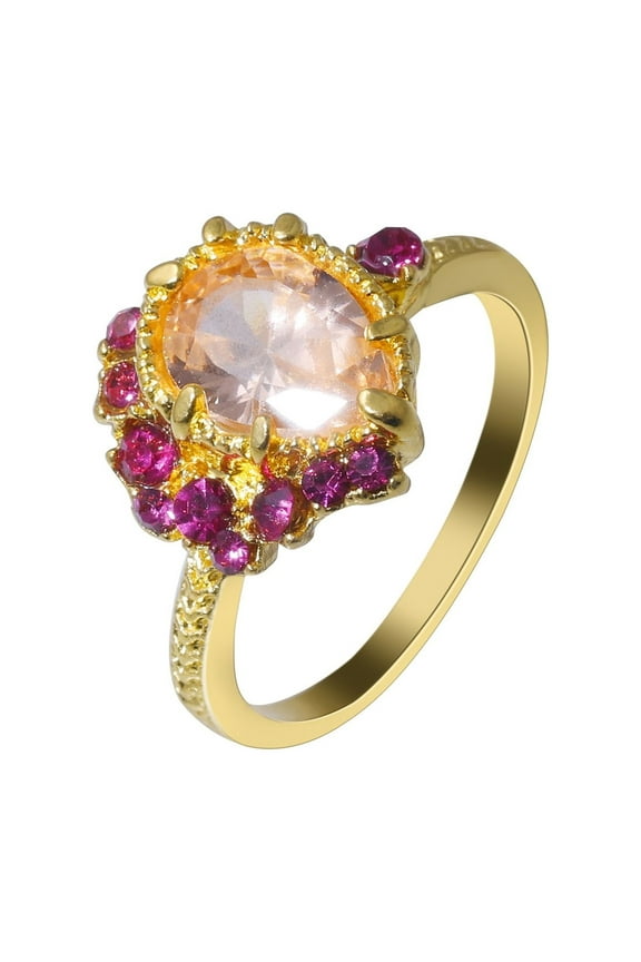 Chunky Gold Rings Bright Amber Ring Amber Jewelry Fashion Jewelry Engaged Ring for Women Ring for Women Rose Gold Ring Gold Wedding Bands for Women(Gold,10)