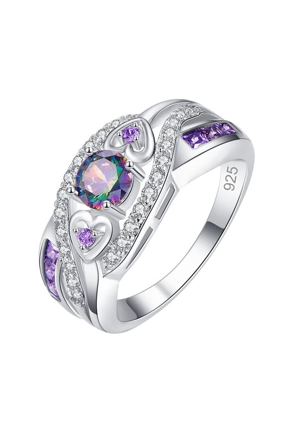 Chunky Gold Rings Engagement Gold Wedding Bands Rings For Women Non Tarnish Cz Cubic Zirconia Silver And Gold Rings Gold Jewelry For Women Gift Initial Ring(Multicolor,7)