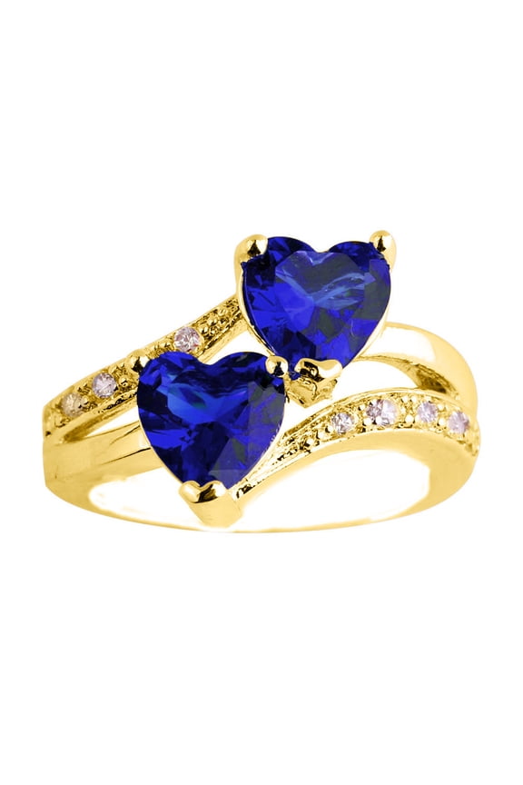 Chunky Gold Rings Women's Unique Double Heart Rainbow Eternal Engagement Ring Girls Ring Ring for Women Rose Gold Ring Gold Wedding Bands for Women(blue,9)