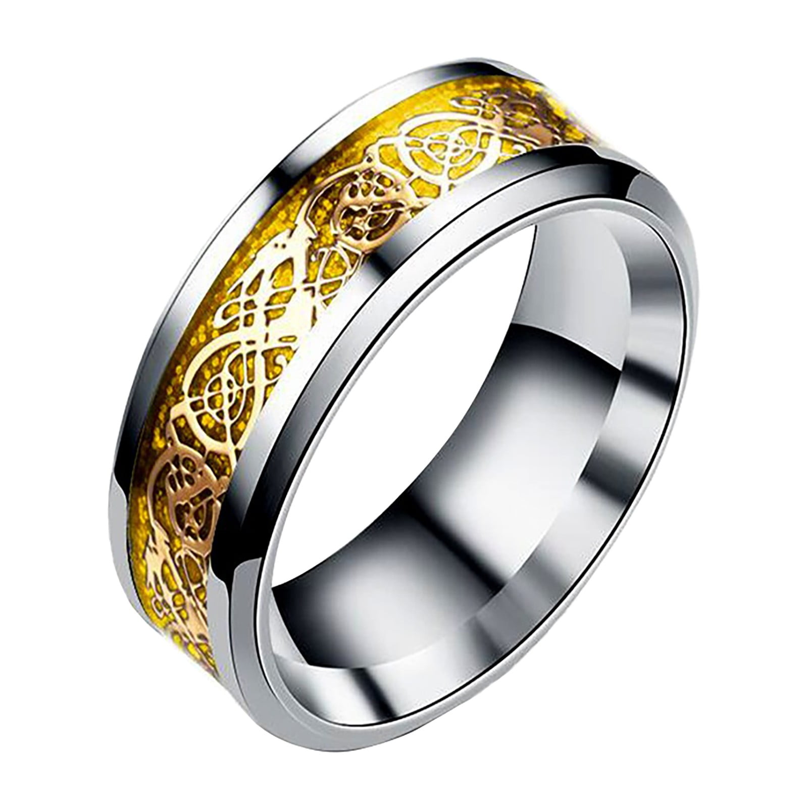 CILENON Chunky Rings Titanium Steel Stainless Steel Dragon Pattern Ring