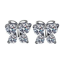 CILENON Clearance Diamond Stud Earrings for Women,Cute Butterfly Hypoallergenic Stud Earrings with Cubic Zirconia Trendy Anniversary Birthday Gifts(Gold,One Size)