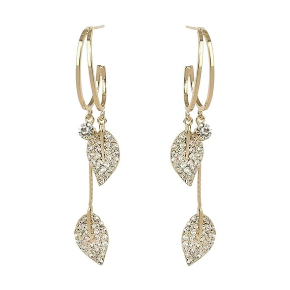 CILENON Clearance Leaf Rhinestones Earrings Thanksgiving Earrings Fall Leaf Earrings Fall Leaf Dangle Earrings Autumn Earrings Fall Earrings Autumn Fall Thanksgiving Jewelry(Gold,One Size)