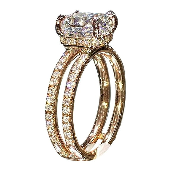 CILENON New Year Silver Birthstone Rings For Women Non Tarnish Trendy Stackable Gold Rings Dainty Stackable Engagement Wedding Promise Rings(Gold,6)