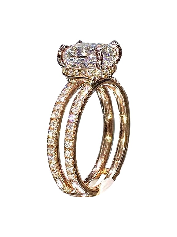 Clearance Silver Birthstone Rings For Women Non Tarnish Trendy Stackable Gold Rings Dainty Stackable Engagement Wedding Promise Rings(Gold,9)