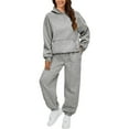 thumbnail image 1 of CILENON Clearance Sweatsuits for Women Set 2 Piece Outfits Long Sleeve Hoodie Oversized Sweatshirt Jogger Pants Casual Tracksuit Sets with Pockets (Gray,M), 1 of 5