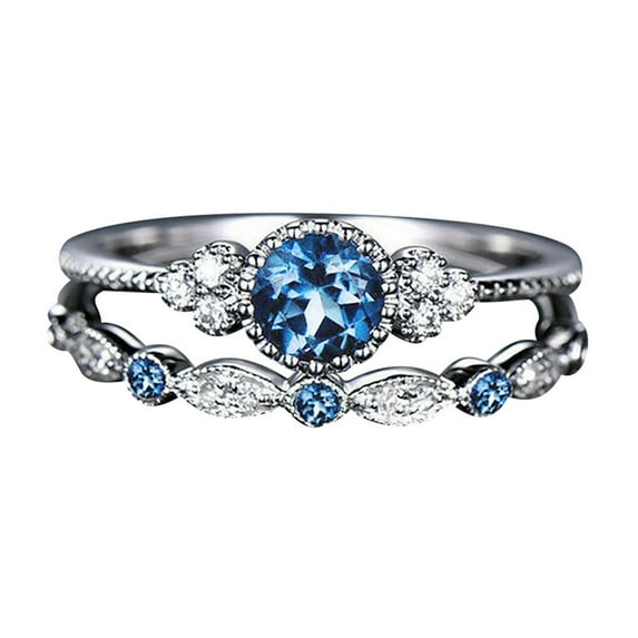 CILENON Costume Jewelry for Women Ring Fashion Women's Jewelry 1 Diamond Rings Couple Set Pair 510 Size Rings Love Ring Stackable Rings Sterling Silver Rings(Blue,9)