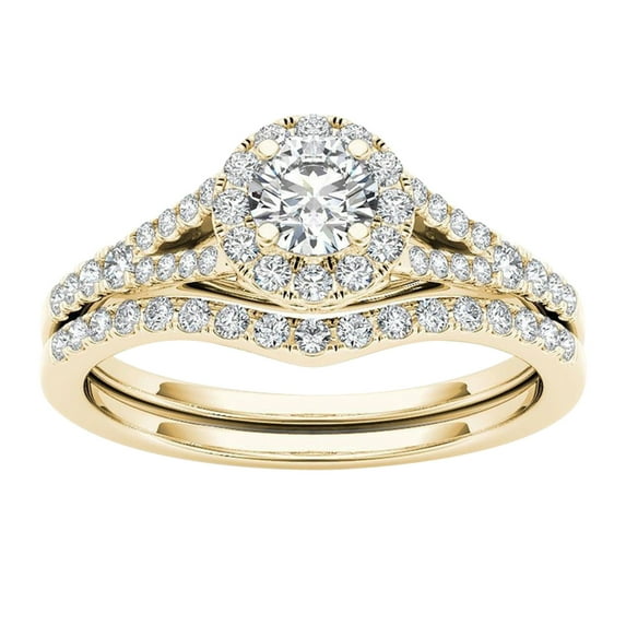 CILENON Couple Rings Gold-Plated Inlaid Zircon Ring Classic Jewelry (B,8)