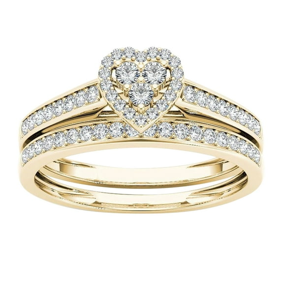 CILENON Couple Rings Gold-Plated Inlaid Zircon Ring Classic Jewelry (E,7)