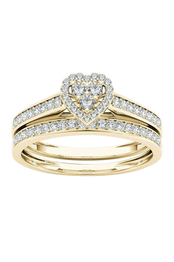 Couple Rings Gold-Plated Inlaid Zircon Ring Classic Jewelry (E,9)