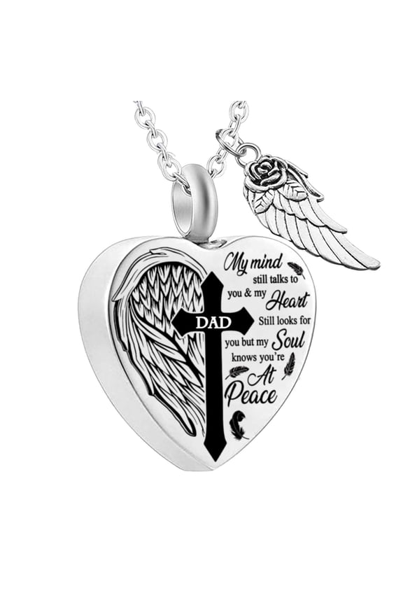 Cremation Jewelry For Ashes -No Longer By My Side Forever In My Heart Urn Pendant Necklace For Ashes Grandma Grandpa Mom Dad Papa Nana Sister … (B,One Size)
