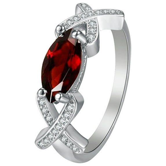 CILENON Crystal Rings Ladies Fashion Rings Inlaid Zircon Personalized Fashion Combinations Crystal Horse Eye Diamond Rings Diamond Band Rings for Women Engagement Rings Gold Band Ring Woman(Red,6)