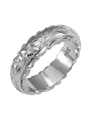 Sterling Silver Plumeria Flower Ring - Solid .925 Silver Band, Sizes 2-14