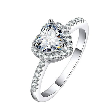 CILENON Cubic Zirconia Ring Mother's Day Ring Bridal Zircon Diamond Elegant Engagement Wedding Band Gift Womens Rings Silver Rings for Women Gold Jewelry(Silver,7)