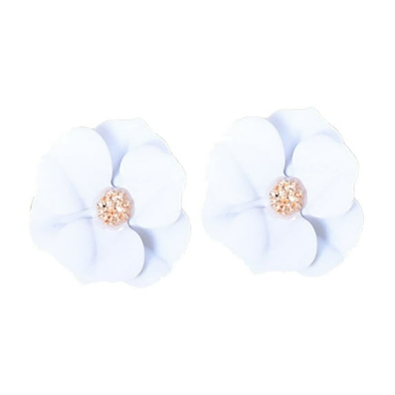 CILENON Dangle Colorful Flower Earrings For Women Fun And Exaggerated Temperament Fashionable Gentle Pearl Earrings Cold Earrings (White,One Size)