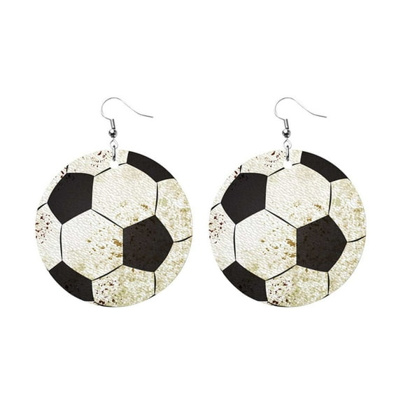 CILENON Dangle Women'S Sports Fans Baseball Leather Earrings Artificial Leather Pendant Earrings Football Basketball Earrings Sparkling Softball Football Mom Earrings (D,One Size)