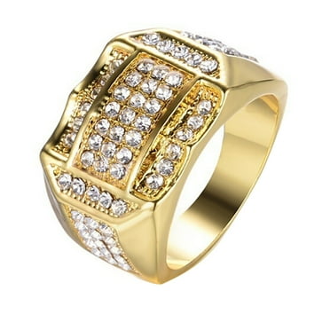 CILENON Diamond Insert Male Men Ring Business Ring A Birthday Present Gift (Gold,One Size)