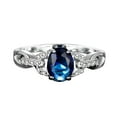 thumbnail image 1 of CILENON Diamond Ring Geometry Diamond Ring Elegant Rhinestone Ring Blue Red Jewellery Rings Women Fashion Full Diamond Zircon Rings for Women Size 5 12 Women Rings Trendy Jewelry (Blue,7), 1 of 5