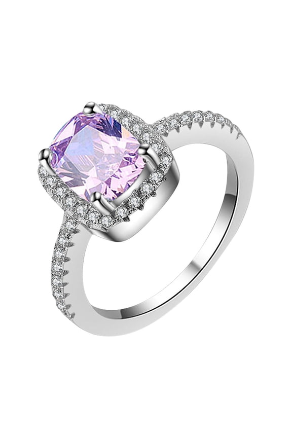 Diamond Ring Square Zircon And Diamond Ring for Women Fashion Jewelry Popular Accessories for Wife Jewelry for Women Engagement Ring Gold Plated Rings(Pink,9)