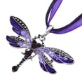 thumbnail image 1 of CILENON Dragonfly Style Diamond Necklace Pendant Sweater Chain Jewels Birthday Gift (Purple,One Size), 1 of 1