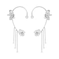 thumbnail image 1 of CILENON Earrings Butterfly Earrings Ear Cuffs Non Piercing Bling Tassel Exquisite Zircon Ear Clips Bridal Wedding Jewelry Gifts (Silver2,One Size), 1 of 6