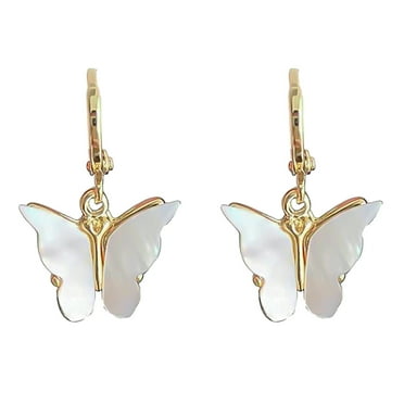 CILENON Earrings Diamond Stud Earrings Women Simple Earrings Fashion Temperament Earrings (White,One Size)