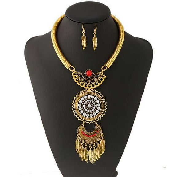 CILENON Earrings Pendant Bib Metal Tassels Set Jewelry Necklace Chain Womens Gd Fashion Necklaces Pendants (Gold,One Size)