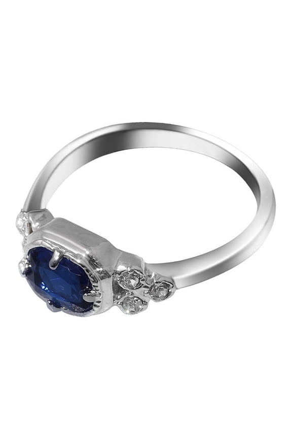 Engagement Rings Bright Zircon Ring Round Blue Stone Jewelry Fashion Jewelry Engaged Ring for Women Gold Band Ring Woman Gold Engagement Rings for Women Thumb Rings for Women(Silver,8)