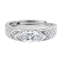 CILENON Engagement Rings for Women Light Luxury Wind Open Temperament Horse Eye Zircon Ring Female Super Fairy Index Finger Ring Silver Rings Gold Ring Wedding Rings for Women(Silver,One Size)