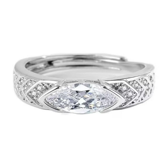 CILENON Engagement Rings for Women Light Luxury Wind Open Temperament Horse Eye Zircon Ring Female Super Fairy Index Finger Ring Silver Rings Gold Ring Wedding Rings for Women(Silver,One Size)