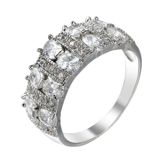 CILENON Engagement Rings for Women Silver Women Fashion Trend Single Full Diamond Zircon Ring Ladies Jewelry Diamond Rings for Women Size 6 10 Silver Rings Gold Ring (Silver,10)